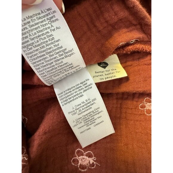 Madewell Wrap Gauze Cotton Side Tie Blouse Embroidered Pink Flowers Size XS - Picture 8 of 10